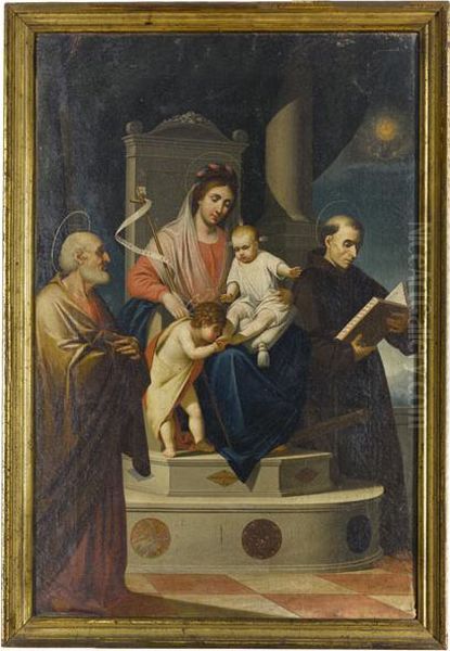 Madonna Col Bambino Con San Giovannino Oil Painting by Gaetano Grezler