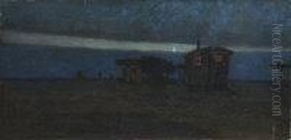 Caravans By Moonlight Oil Painting by Louis Monro Grier