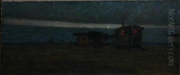 Moonlit Caravans. Oil Painting by Louis Monro Grier