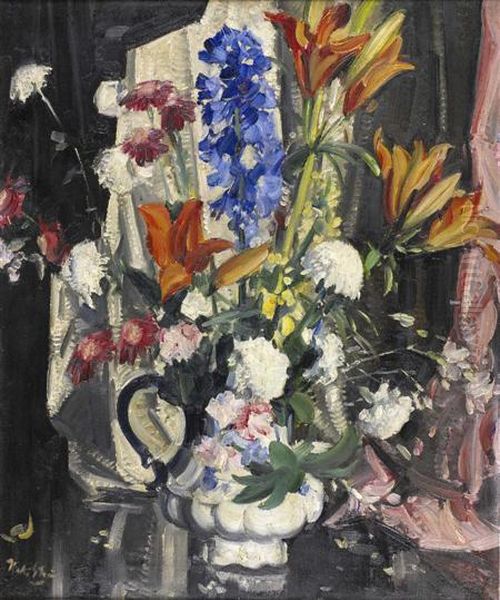 Summer Flowers Oil Painting by Walter Graham Grieve