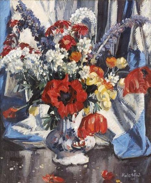 Flowers In A Vase Oil Painting by Walter Graham Grieve