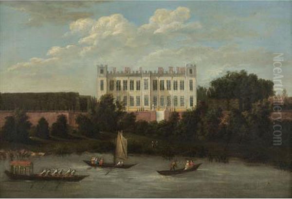 Syon House From The Thames Oil Painting by Robert Griffier