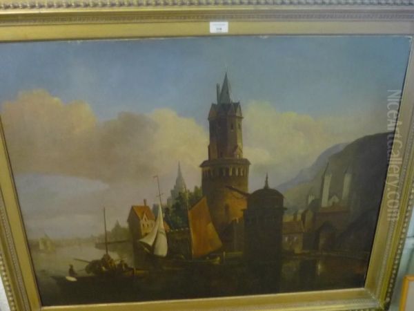 View Of Andernaugh On The Rhine Oil Painting by Robert Griffier