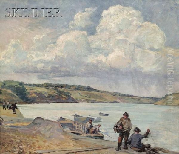 Fishermen, Quebec, Canada Oil Painting by Walter Parson Shaw Griffin