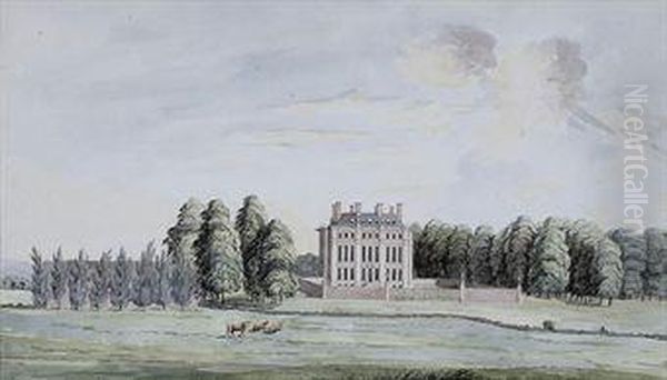 View Of Cound Hall, Cound, Shropshire Oil Painting by Moses Griffiths