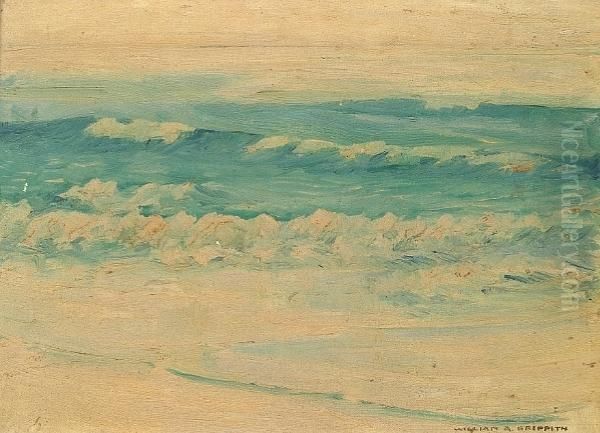 Waves Lapping Along A Shoreline Oil Painting by William Alexander Griffith