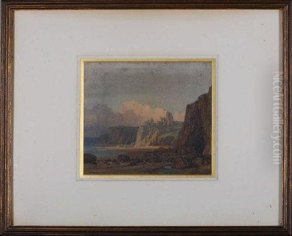 A View Along A Beach Towards A Ruined Abbey Oil Painting by Frederick Landseer Maur Griggs