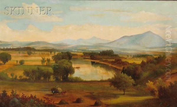 Panoramic Landscape With Hay Wagon Oil Painting by Samuel W. Griggs