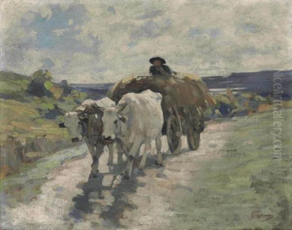 Bull Cart Oil Painting by Nicolae Grigorescu