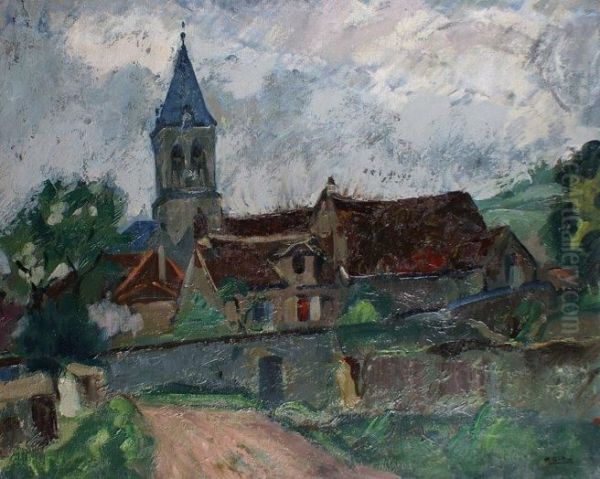 L'eglise Et Le Village De Maule Oil Painting by Roger Grillon