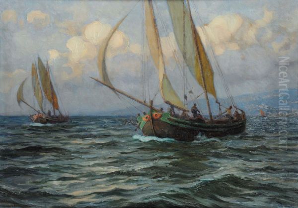 Barche In Navigazione Oil Painting by Guido Grimani