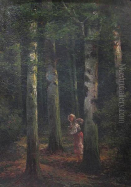 In The Forest Oil Painting by Nicolae Grimani