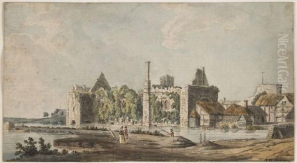 Vue De Christ Church Castle, Angleterre Oil Painting by Samuel Hieronymus Grimm