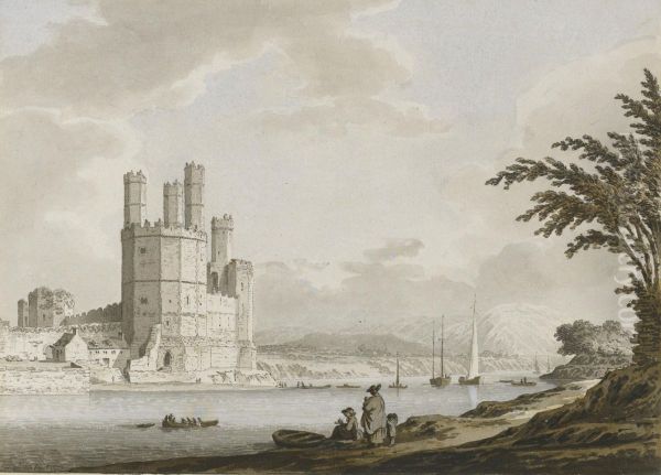 Caernarvon Castle, South Wales Oil Painting by Samuel Hieronymus Grimm