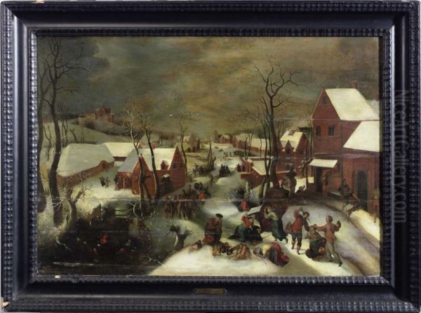 A Winter Landscape With The Massacre Of The Innocents Oil Painting by Jacob Grimmer