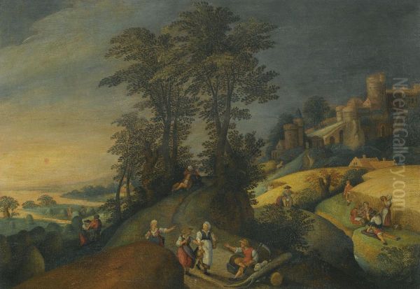 Figures Resting During The Harvest Oil Painting by Jacob Grimmer