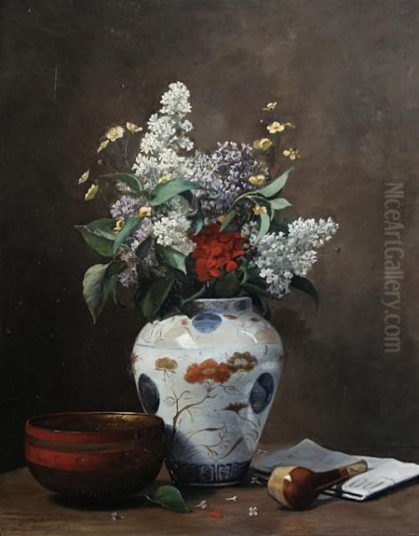 Still Life Of Flowers Oil Painting by Georges Grimprel