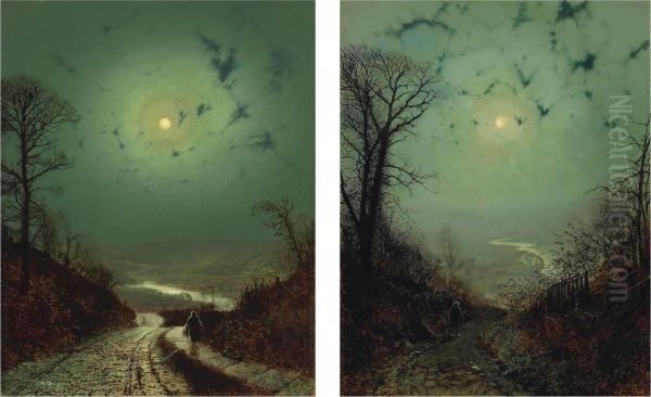 Moonlight, Wharfedale Oil Painting by John Atkinson Grimshaw