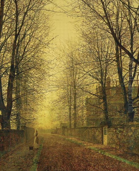 In Autumn's Golden Glow Oil Painting by John Atkinson Grimshaw