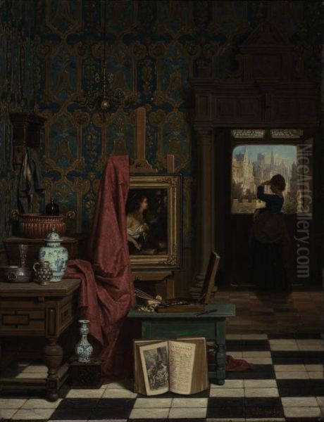 The Artist's Studio Oil Painting by Charles Joseph Grips