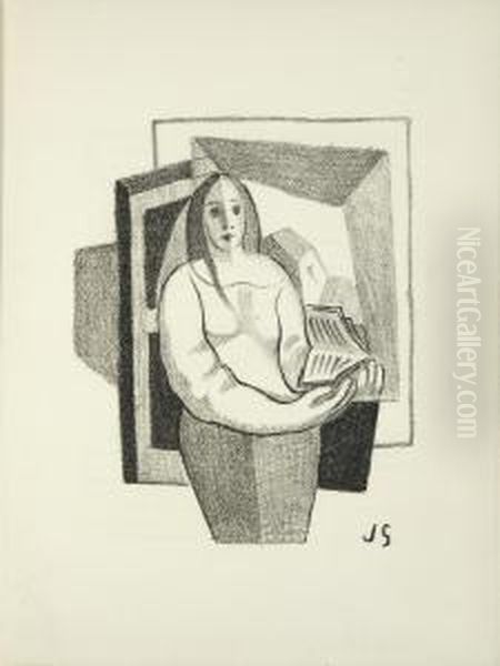 A Book Concluding With As A Wife Has A Cow Oil Painting by Juan Gris