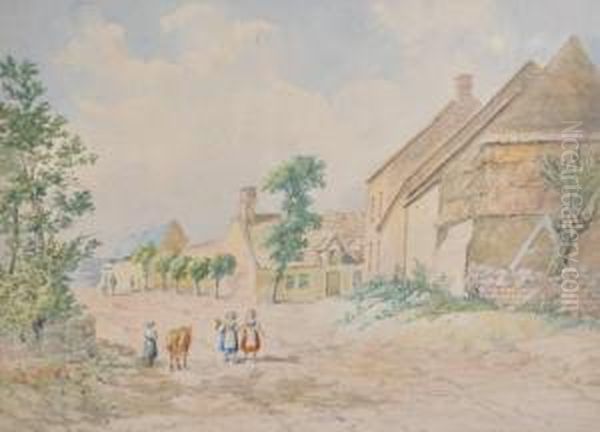 Continental Village Scene Oil Painting by Ernest Henry Griset