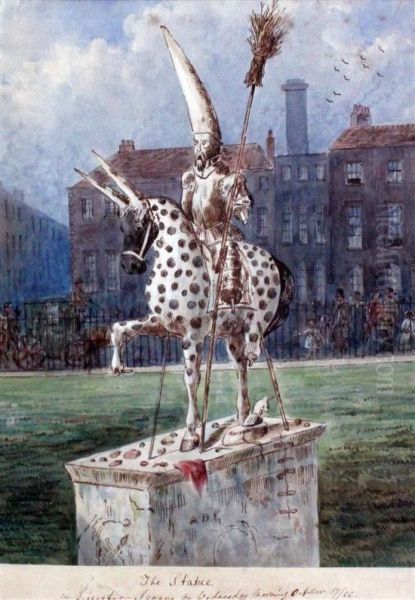 'the Statue In Leicester Square..' Oil Painting by Ernest Henry Griset