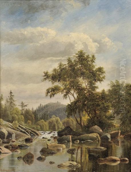 View Of A River In Spring Oil Painting by Casimir Clayton Griswold