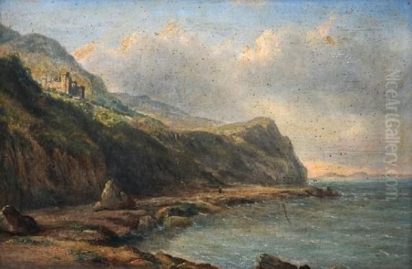 Garron Tower, Coast Of Ireland Oil Painting by Henry C. Gritten