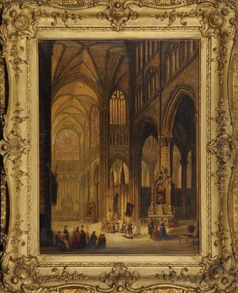 Interior Of The Cathedral Of Amiens Oil Painting by Henry C. Gritten