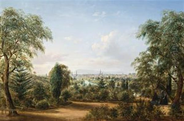 View Of Melbourne From The Botanical Gardens Oil Painting by Henry C. Gritten