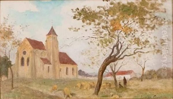 Paysage A L'eglise Oil Painting by Lucien Griveau