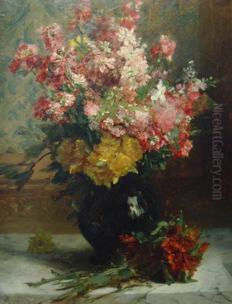 Blumenstilleben Oil Painting by Antoine Grivolas