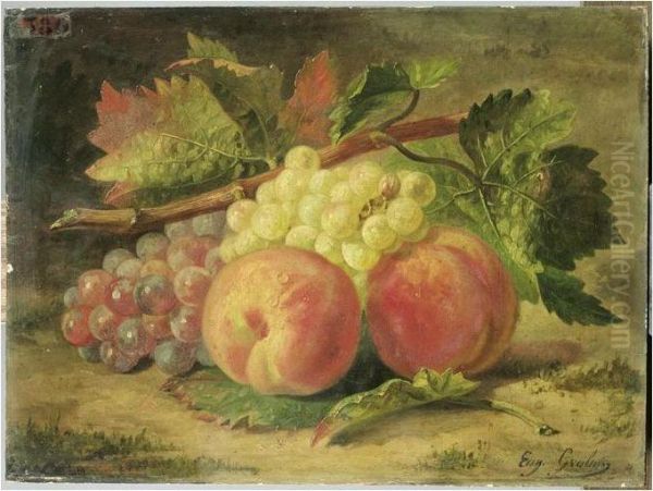 Peches Et Raisins Oil Painting by Anthelme Eugene Grobon