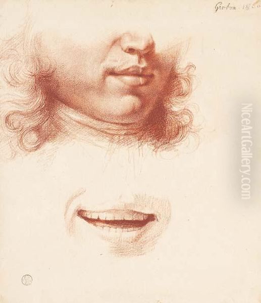 Etudes Du Bas De Visage D'un Jeune Homme Et D'une Bouche Oil Painting by Jean Michel Grobon