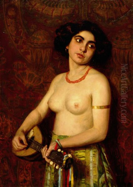 Gitana Con Mandolino Oil Painting by Hermann Groeber