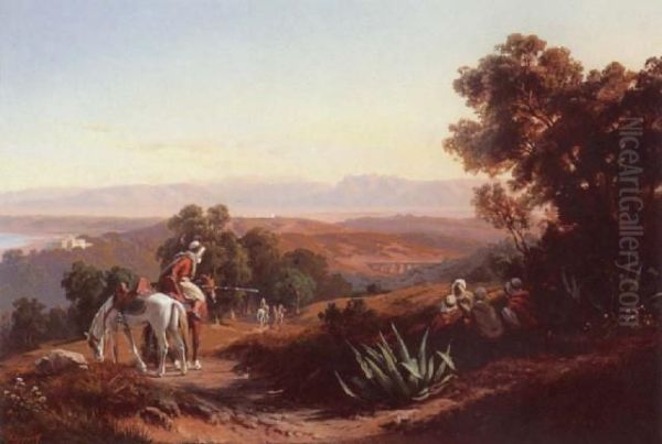 Bandits On A Mountain Track Oil Painting by Curtius Grolig