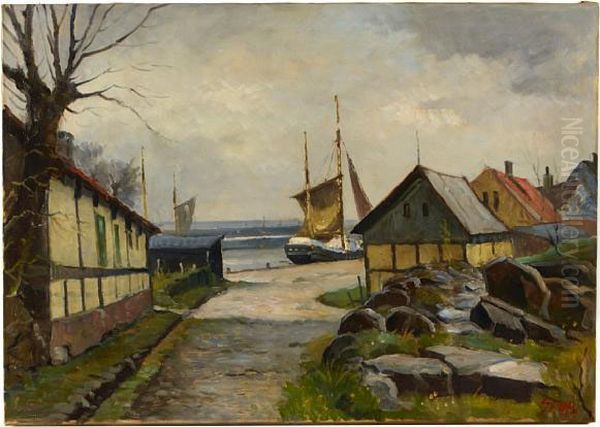 Harbor Scene Oil Painting by Albert Lorey Groll