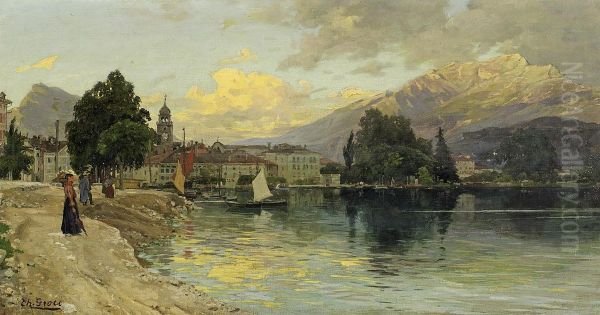 Riva Am Gardasee Oil Painting by Theodor Groll