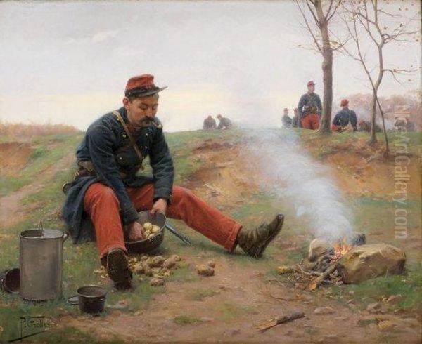 Le Cuisinier De L'escouade, 44e Regiment D'infanterie Oil Painting by Paul Louis Narcisse Grolleron