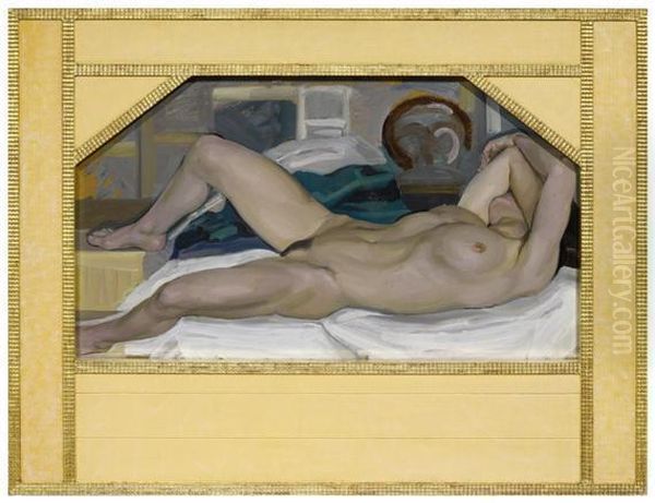 Reclining Nude. by Hermann Grom-Rottmayer