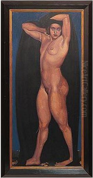 Female Nude Oil Painting by Hermann Grom-Rottmayer