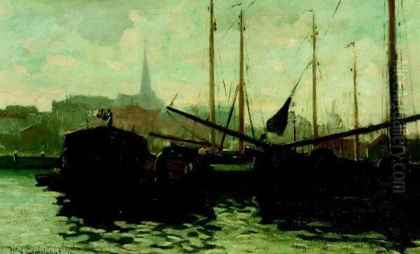 Laakhaven, Den Haag Oil Painting by Willem Adrianus Grondhout