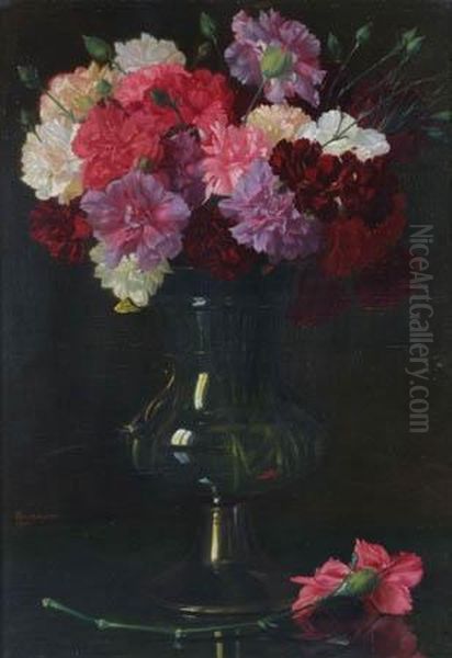 Vaso Di Fiori Oil Painting by Costantino Grondona