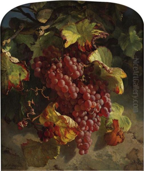 Grapes On A Vine Oil Painting by Theude Gronland