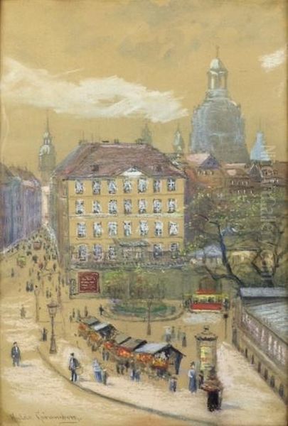 Pirnaischer Platz Dresden Oil Painting by Hulda Gronneberg