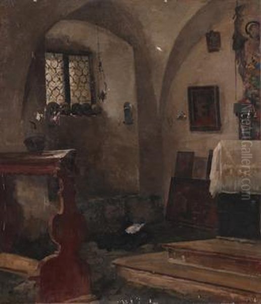 Kirkeinterior Oil Painting by Marcus Gronvold