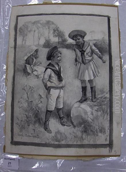 Children Playing Oil Painting by William Henry Charles Groome