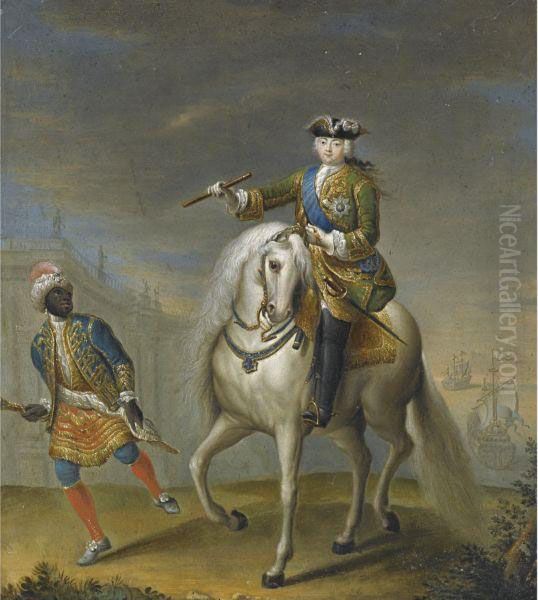 Portrait Of Empress Elizaveta Petrovna On Horseback Oil Painting by Georg Christoph Grooth