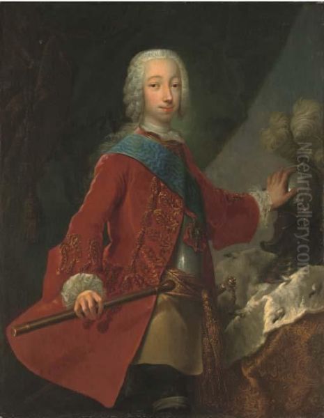 Portrait Of The Grand Duke Peter Fedorovich With A Baton Oil Painting by Georg Christoph Grooth